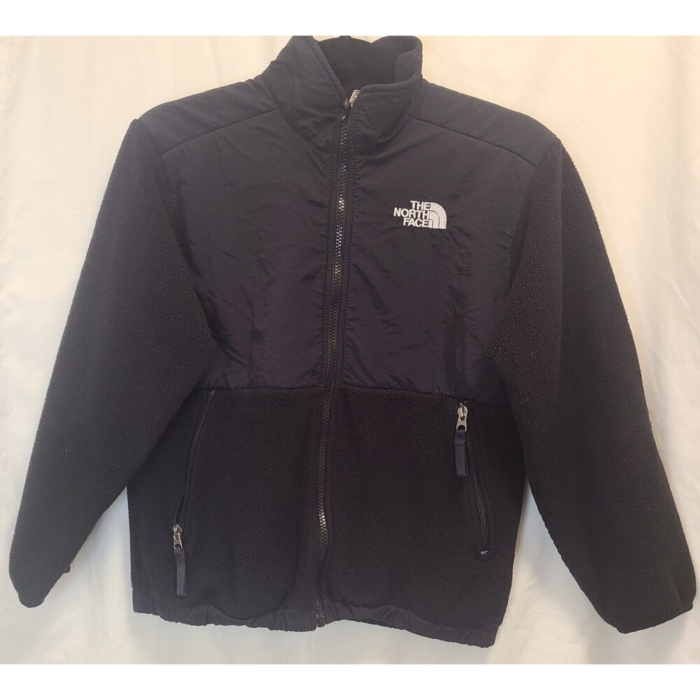 The North Face Jacket Boys Medium Black Denali Fleece Polartec Full Zip Hiking